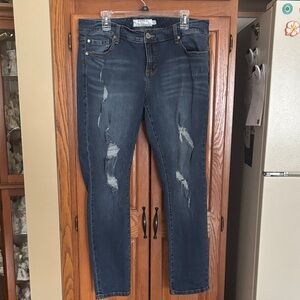 Torrid Dark Blue Distressed Skinny Jeans